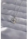  Zincir Gümüş  Zirkon Taşlı Kutup Yıldızı Çelik Kolye