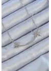  Zincir Gümüş  Zirkon Taşlı Kutup Yıldızı Çelik Kolye