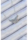  Zincir Gümüş  Zirkon Taşlı Nazarlı Kelebek Çelik Kolye