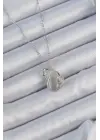  Zincir Gümüş  Zirkon Taşlı Sedefli Kuğu Çelik Kolye