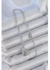  Zincir Gümüş  Zirkon Taşlı Sedefli Kuğu Çelik Kolye
