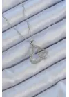  Zincir Gümüş  Zirkon Taşlı Yüzüklü Kalp Çelik Kolye