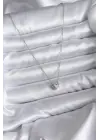  Zincir Zirkon Taşlı Charm  Çelik Kolye