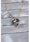  Zincirli Altın  Zirkon Taşlı Anna Kalp Çelik Kolye