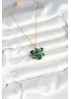 316L Çelik Zincirli Yeşil Çiçek Model Kadın Kolye