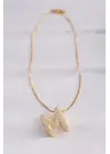  Zincirli Zirkon Taşlı M Harfli Altın  Bubble Çelik Kolye