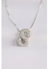  Zincirli Zirkon Taşlı S Harfli Silver  Bubble Çelik Kolye