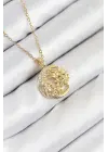 316L Çelik Zirkon Taşlı Ay Ve Güneş Model Gold Renk Kadın Kolye
