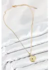 316L Çelik Zirkon Taşlı Ay Ve Güneş Model Gold Renk Kadın Kolye