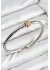 316L Çelik Zirkon Taşlı Burma Model Gold Ve Gümüş Renk Kadın Bileklik