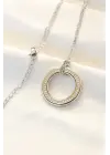  Zirkon Taşlı Çift li Tifany Çelik Kolye