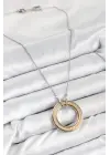 316L Çelik Zirkon Taşlı Dönen Daire Model Gold Ve Gümüş Renk Kadın Kolye