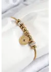 316L Çelik Zirkon Taşlı Göz Charm Model Gold Renk Kadın Bileklik