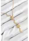 316L Çelik Zirkon Taşlı Güneş Ve Ay Model Gold Renk Kadın Kolye