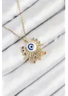 316L Çelik Zirkon Taşlı Nazar Model Gold Renk Kadın Kolye