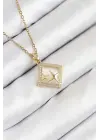 316L Çelik Zirkon Taşlı Yıldız Model Gold Renk Kadın Kolye