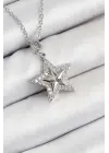 316L Çelik Zirkon Taşlı Yıldız Model Gümüş Renk Kadın Kolye