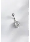 316L Cerrahi Çelik Zirkon Taşlı Kadın Göbek Piercing