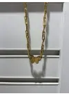 Çift 2 Zincirli Gold Renk Taşsız Kelebek Motifli Sarkıtmalı Uzun Kolye