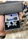 Zirkon Taşlı Beyaz Kelebek Kanatlı Küpe