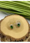 Yeşil Taşlı Earcuff & Sıkıştırma Kıkırdak Küpesi