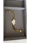 Kalpli Mermer Desen Zincir Bileklik Çelik