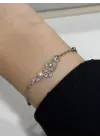 Çiçekli Beyaz Taşlı Y2k Bileklik