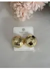 Yuvarlak Disko Topu Sarı Çelik Küpe