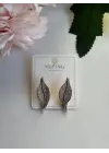 Gümüş Taşlı Yaprak Küpe