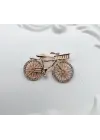 Taşlı Bisiklet Şekilli Kadın Broşu Gold Renk
