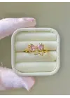 Pembe Kurdeleli Gold Çelik Kadın Yüzük