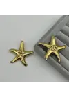 Ortası Delikli Büyük Boy Yıldız Küpe Altın Renk