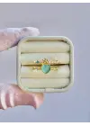 Yeşil Kalpli Taşlı Zarif Ayarlanabilir Yüzük