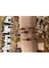 Kırmızı ve Mor Taşlı Altın Renk Oval Su Yolu Bileklik