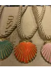 Halat Zincirli Deniz Kabuğu Midye Kolye Kırmızı Pembe Beyaz Yeşil