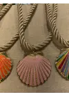 Halat Zincirli Deniz Kabuğu Midye Kolye Kırmızı Pembe Beyaz Yeşil