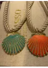 Halat Zincirli Deniz Kabuğu Midye Kolye Kırmızı Pembe Beyaz Yeşil