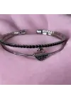 Siyah Renk Swan Swarovski Kuğu Kelepçe Bilezik