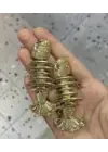 Altın Renk Balık Motifli Küpe Fishbone Kılçık Figür