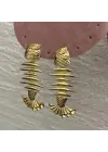 Altın Renk Balık Motifli Küpe Fishbone Kılçık Figür