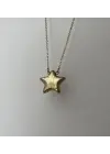 14K Rose Gold Bombeli Taşsız Yıldız Kolye