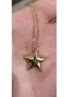 14K Rose Gold Bombeli Taşsız Yıldız Kolye