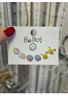 3’lü Çizgi Film Karakterli Çelik Çocuk Küpe Seti – Pikachu & Hello Kitty & Mavi Karakter