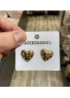 Küçük Taşlı Günlük Model Gold Renk Kalp Küpe