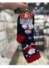 Kardan Adamlı Noel Baba Detaylı Yılbaşı Noel Çorabı Siyah Kırmızı