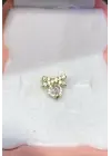 Pırlanta Taşlı Orta Boy Altın Renk Tragus Piercing Küpe
