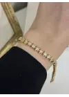 Yıldız Detaylı 14K Gold Renk Gümüş Kaplama YSX Bileklik