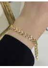 Çoklu V Model (Ok Şekli) Taşlı Gümüş Kaplama Çelik Bileklik