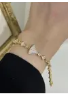Oval Üçgen Geometrik Figürlü Pirinç Kadın Çelik Bileklik