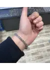 Orta Kalınlıkta Kral Zinciri Çelik Erkek Bileklik Gümüş Kaplama